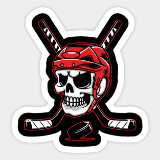 Skeleton Ice Hockey Puck Skull With Hockey Stick Halloween Sticker